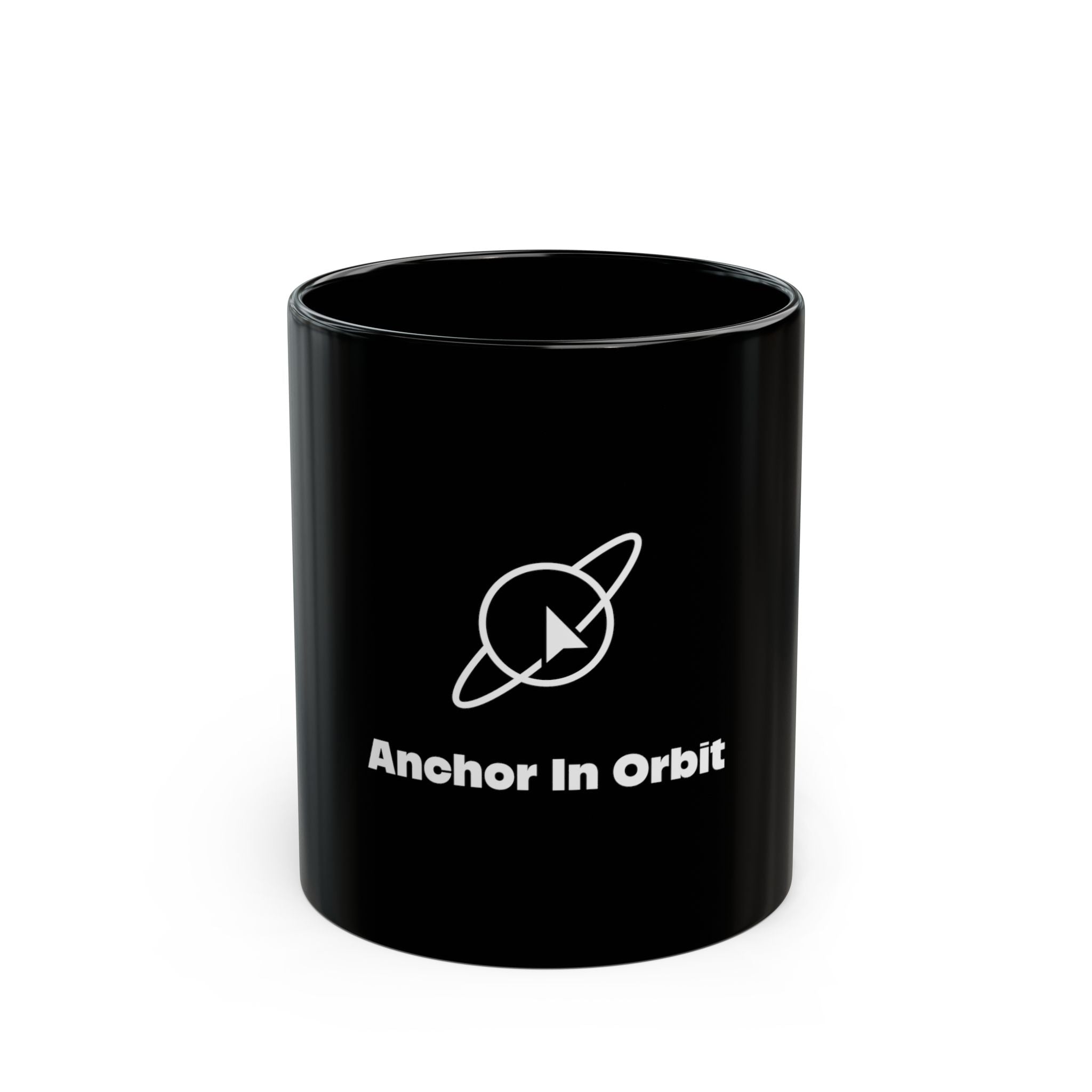 Anchor In Orbit Black Coffee Mug — Space Logo 11oz/15oz