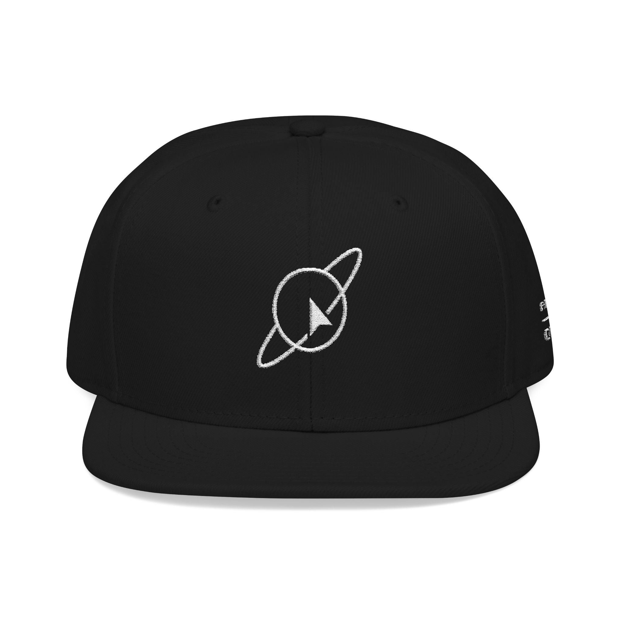 Orbit Embroidered Snapback Hat — Minimal Planet Logo & '8-bit' Side Text