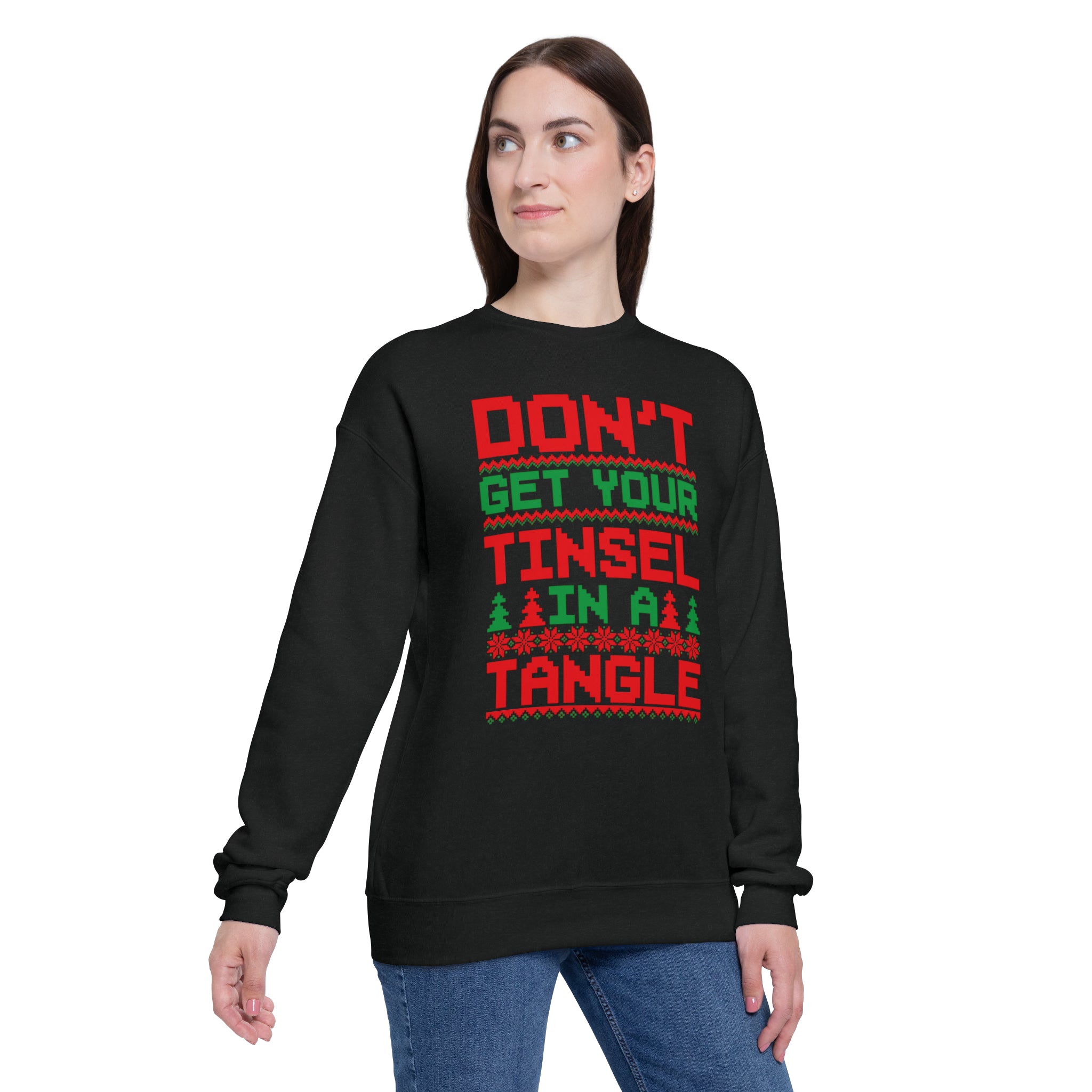 Don't Get Your Tinsel In A Tangle Bellas Canvas Unisex Drop Shoulder Sweatshirt