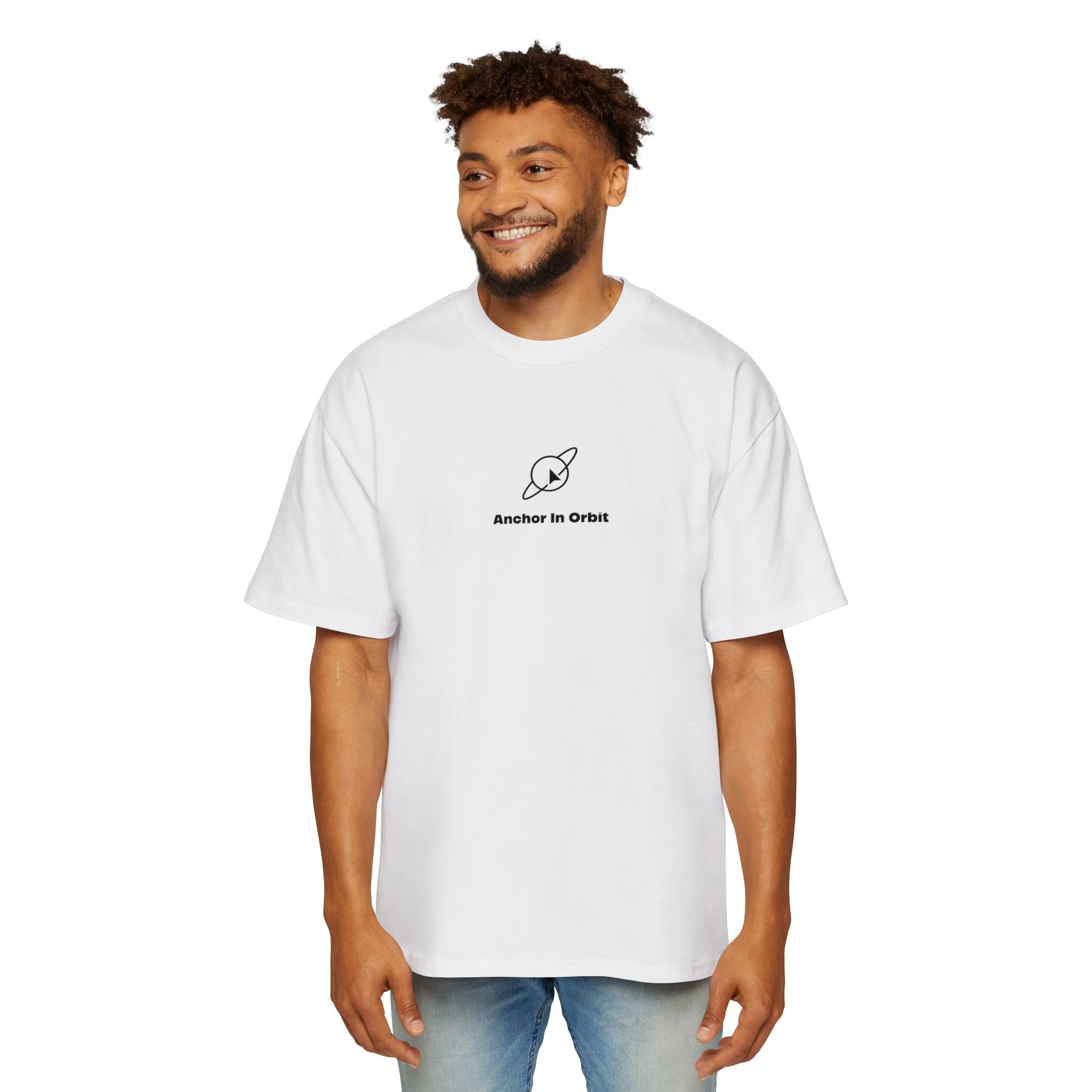 Minimalist 'Sanctuary in Orbit' Oversized Tee — Men's Space Graphic Shirt