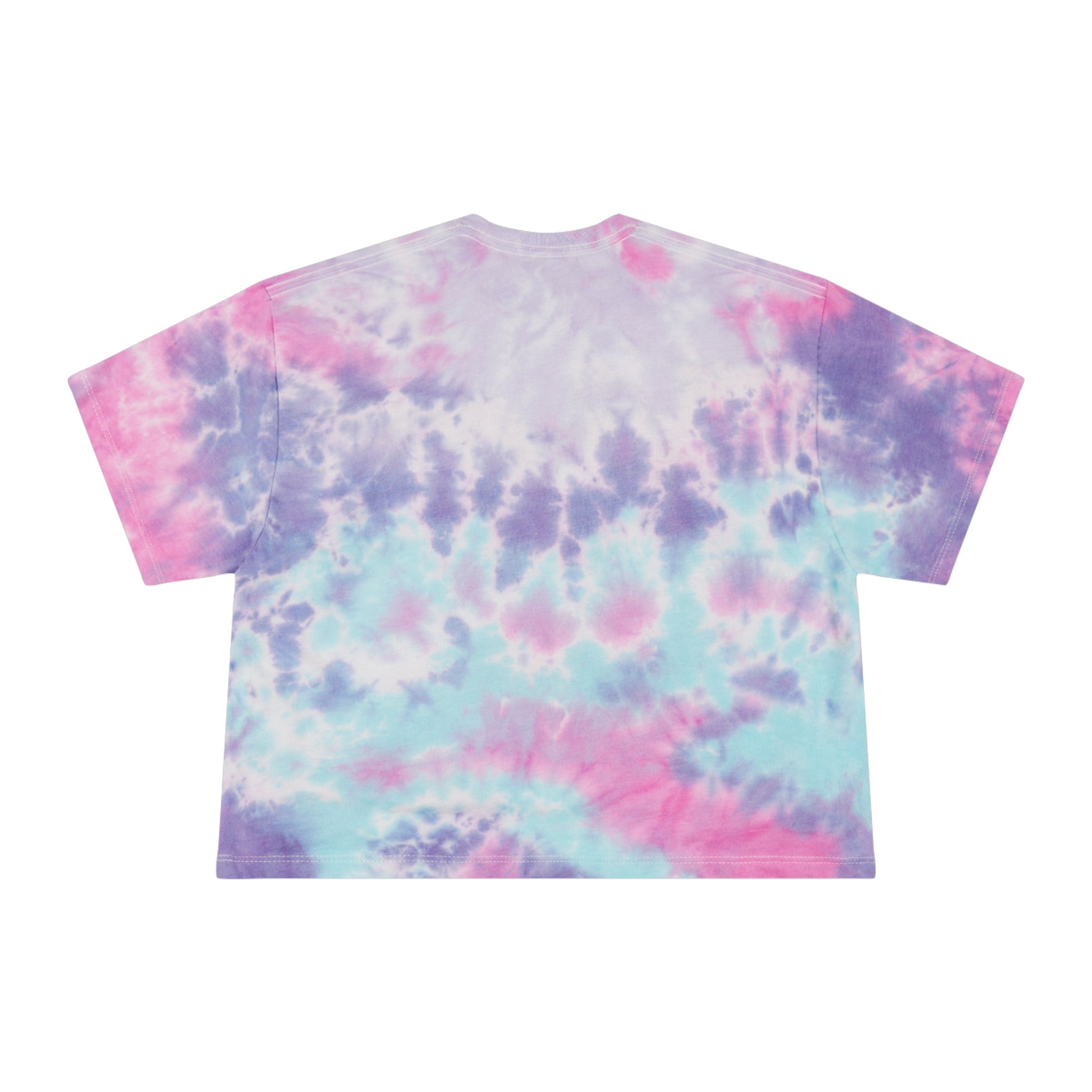Women's Tie-Dye Crop Tee Deer Skull and Flowers Design