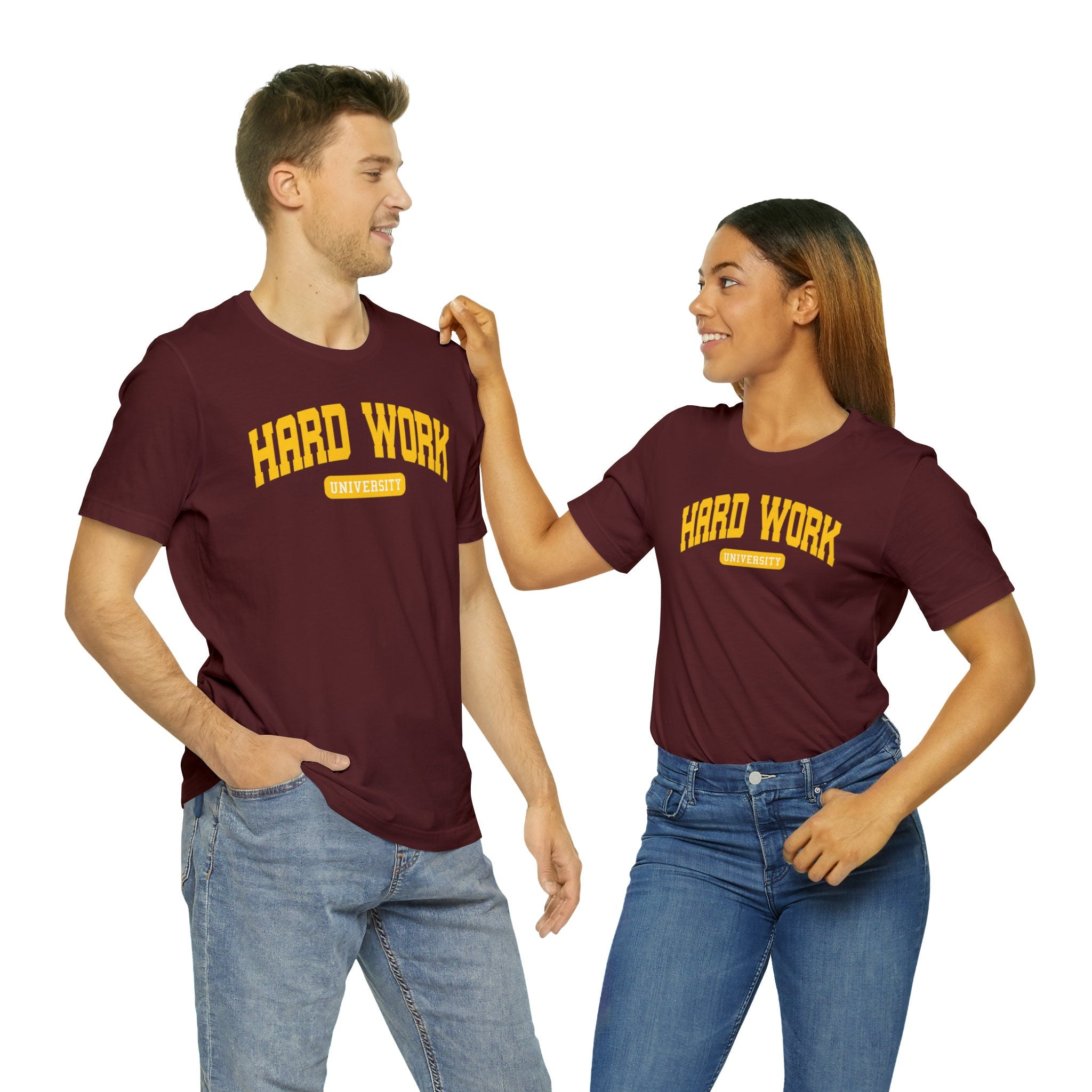 Hard Work University Maroon Unisex Jersey Short Sleeve Tee