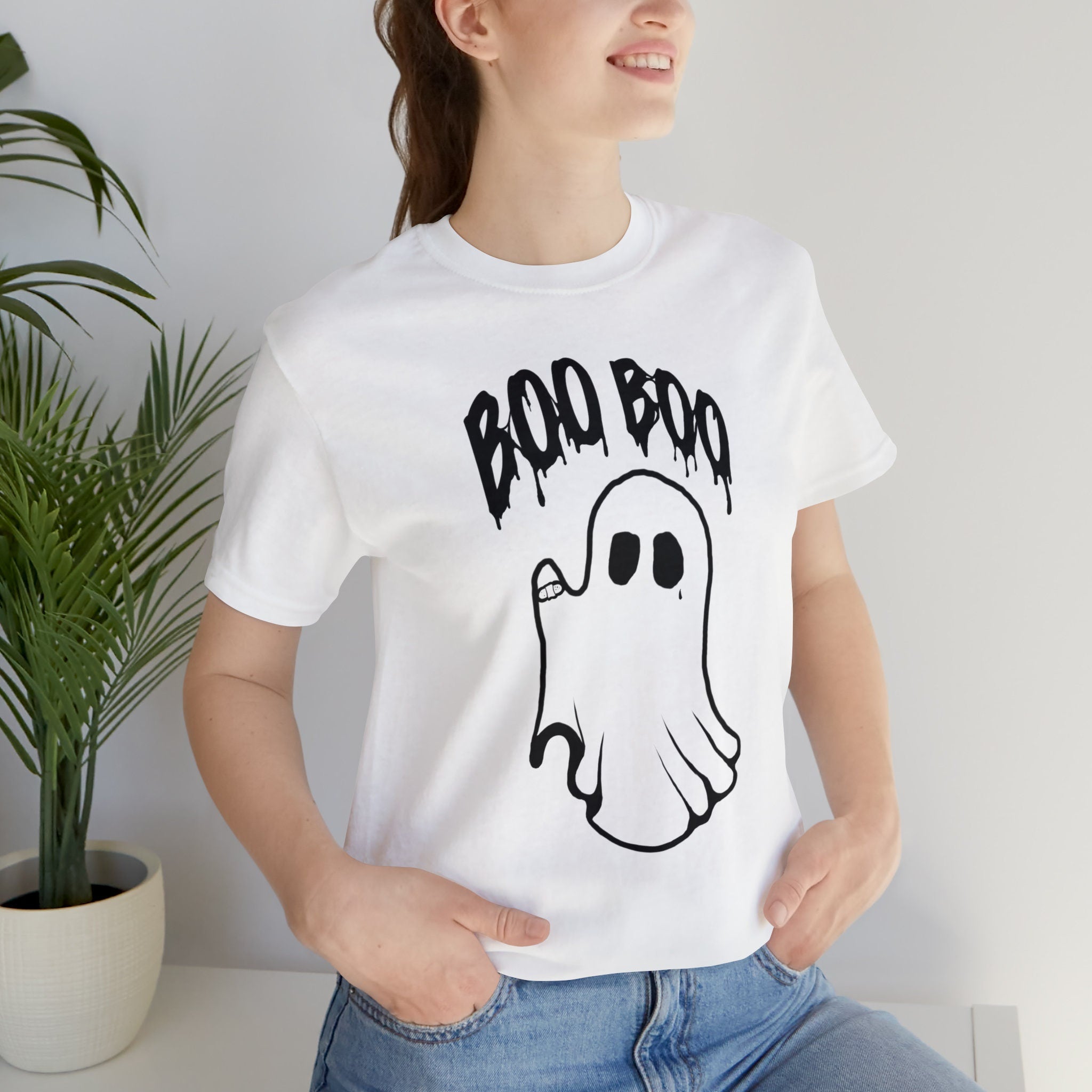 Boo Boo Halloween Ghost Unisex Jersey Short Sleeve Tee White