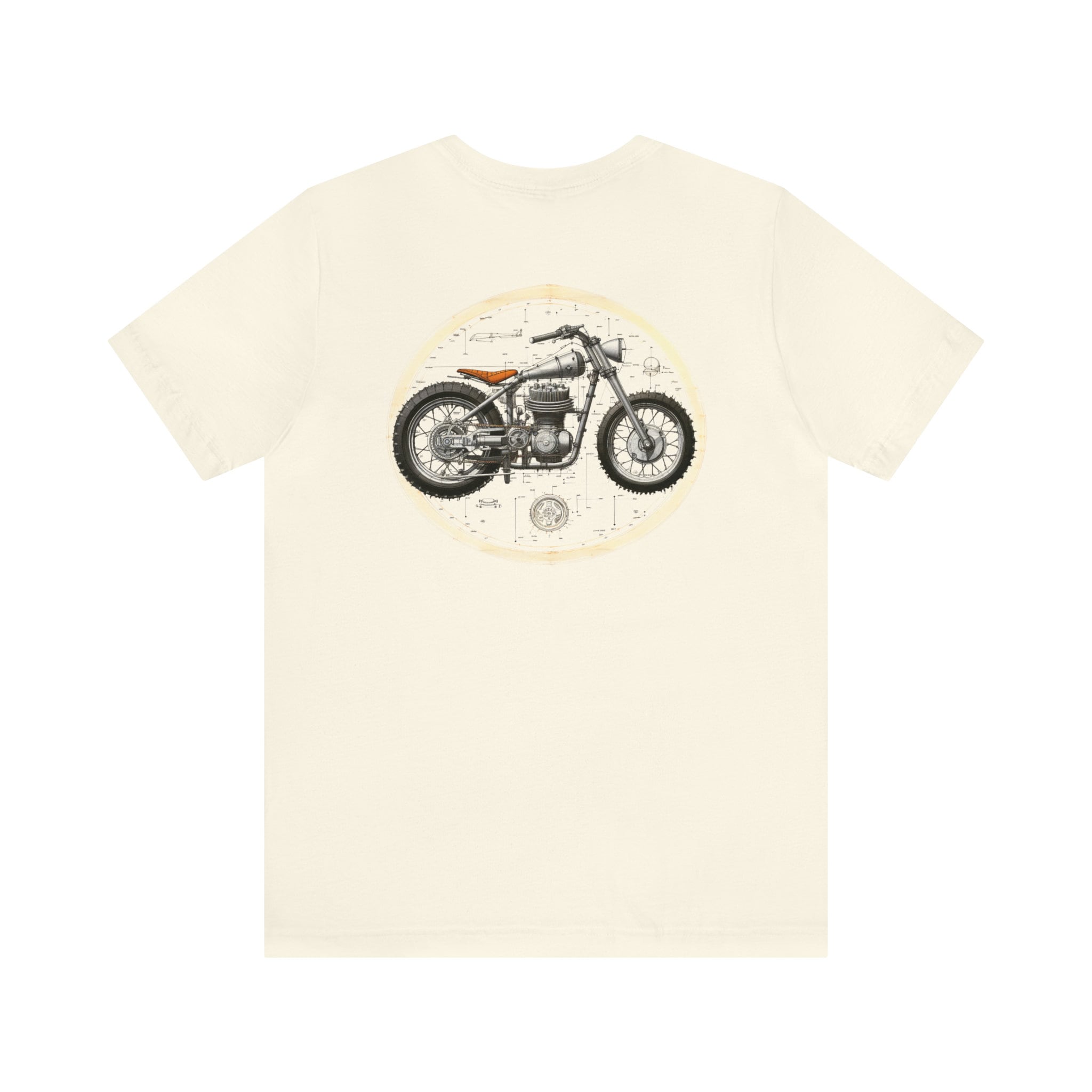 Vintage Motorcycle Scrambler Unisex Jersey Short Natural and Silver Sleeve Tees